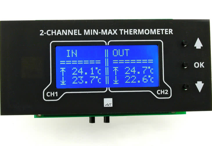 AVT1999 - dwukanałowy termometr MIN-MAX z alarmem