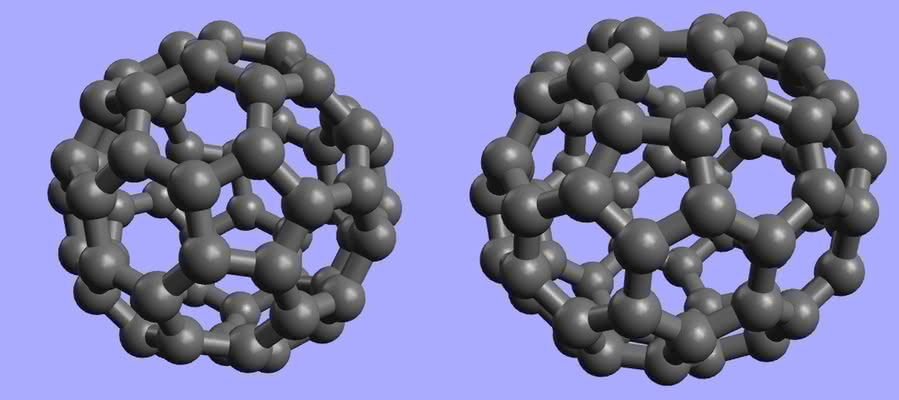 Modele cząsteczek fulerenów C60 i C70